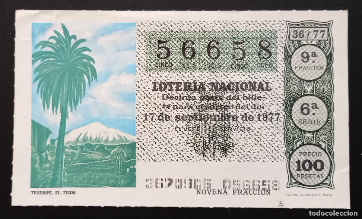 Loter&iacute;a Nacional: D&Eacute;CIMO DE LOTERIA - 17-SEPTIEMBRE-1977 - TENERIFE, EL TEIDE