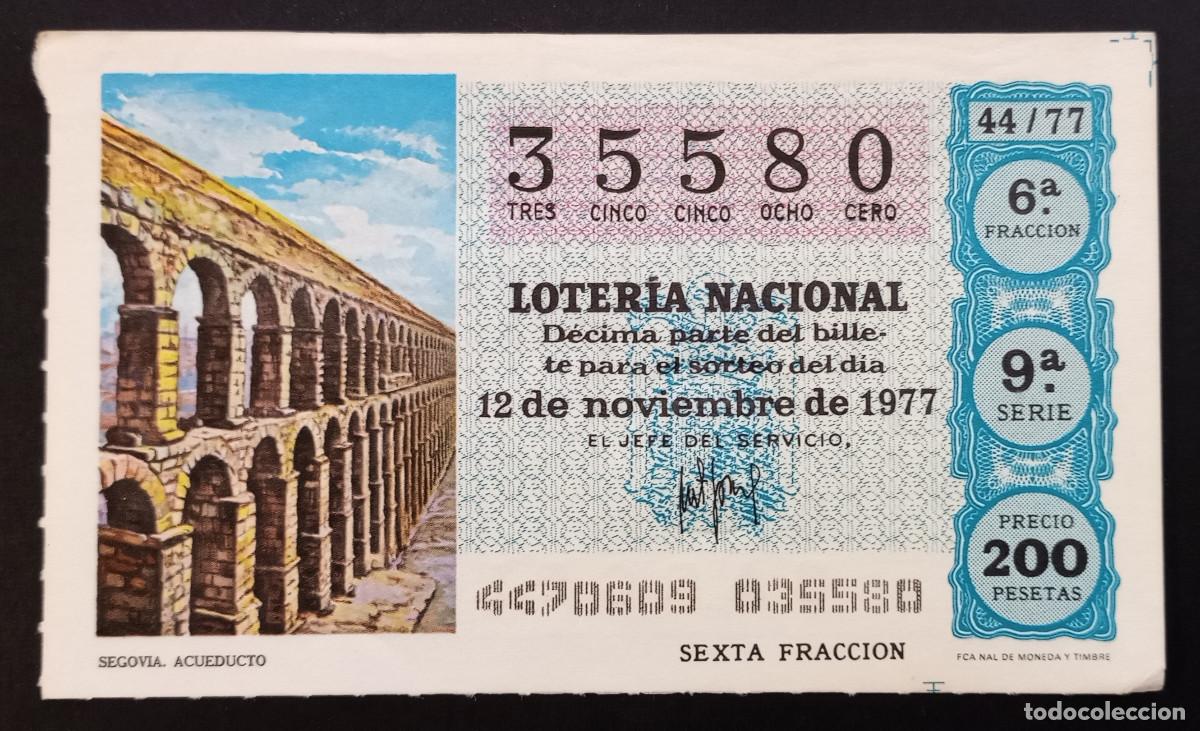 Loter&iacute;a Nacional: D&Eacute;CIMO DE LOTERIA - 12-NOVIEMBRE-1977 - SEGOVIA, ACUEDUCTO