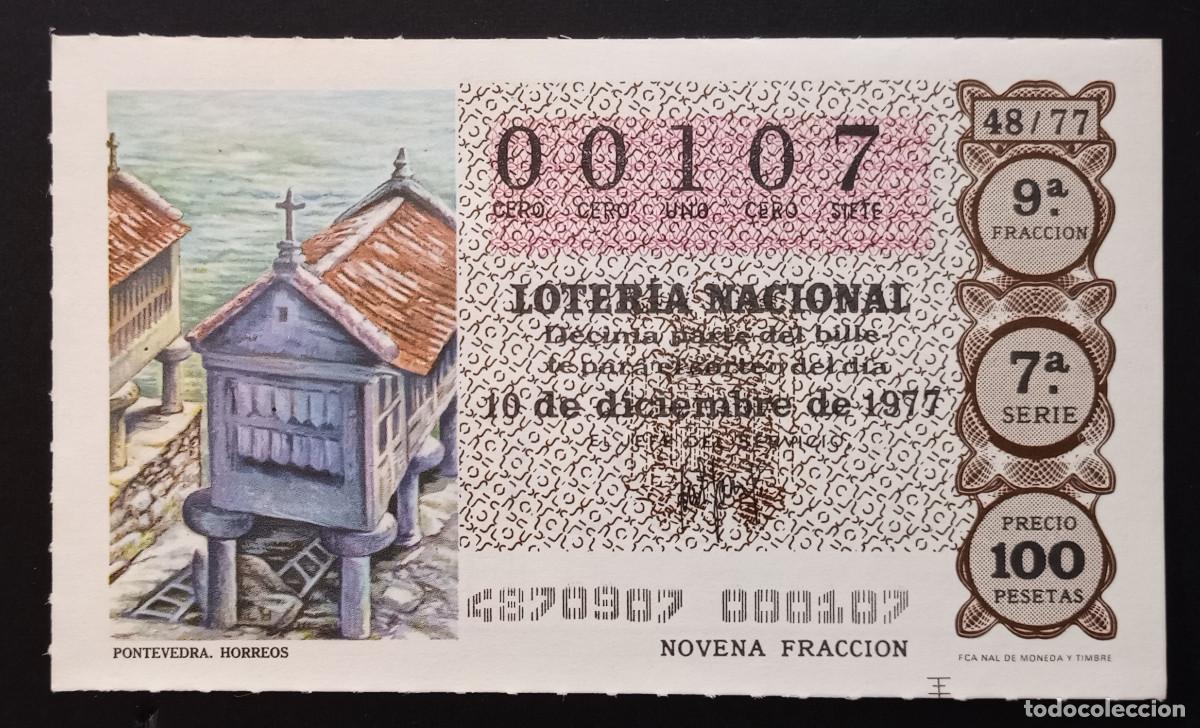 Loter&iacute;a Nacional: D&Eacute;CIMO DE LOTERIA - 10-DICIEMBRE-1977 - PONTEVEDRA, HORREOS