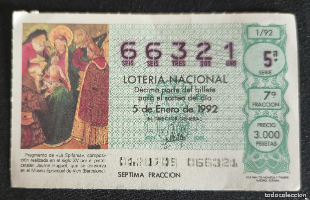 Loter&iacute;a Nacional: D&Eacute;CIMO LOTER&Iacute;A NACIONAL 1992- N 66321 - SORTEO DEL NI&Ntilde;O - 1/92