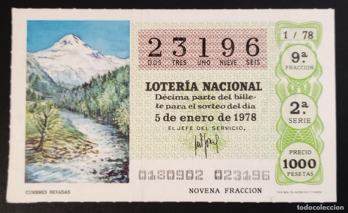 Loter&iacute;a Nacional: D&Eacute;CIMO DE LOTERIA - 5-ENERO-1978 - CUMBRES NEVADAS