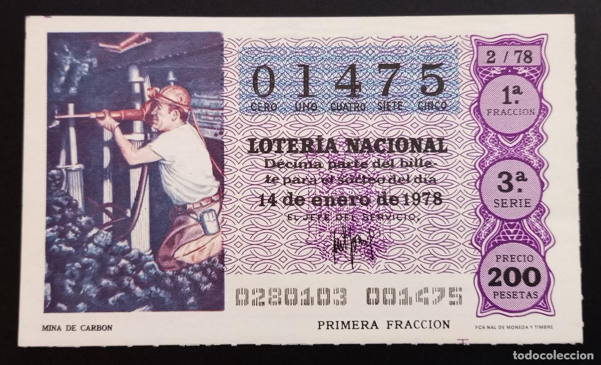 Loter&iacute;a Nacional: D&Eacute;CIMO DE LOTERIA - 14-ENERO-1978 - MINA DE CARB&Oacute;N