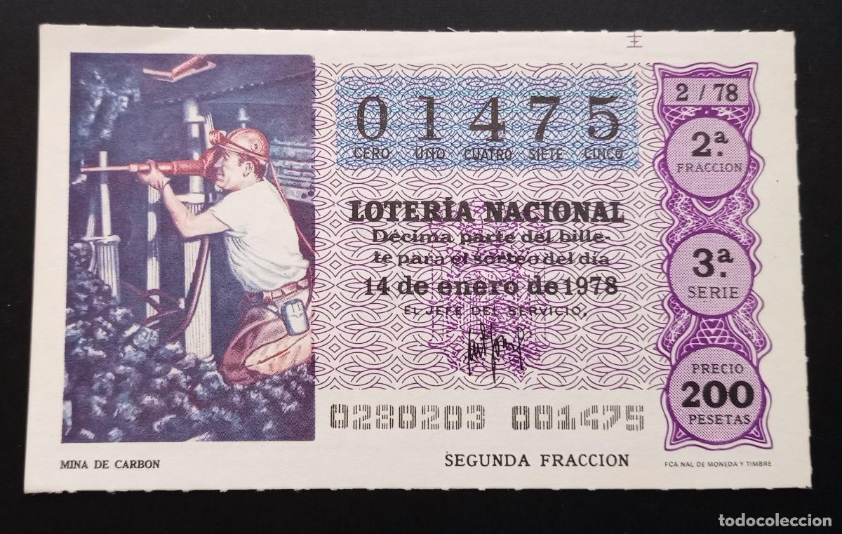 Loter&iacute;a Nacional: D&Eacute;CIMO DE LOTERIA - 14-ENERO-1978 - MINA DE CARB&Oacute;N