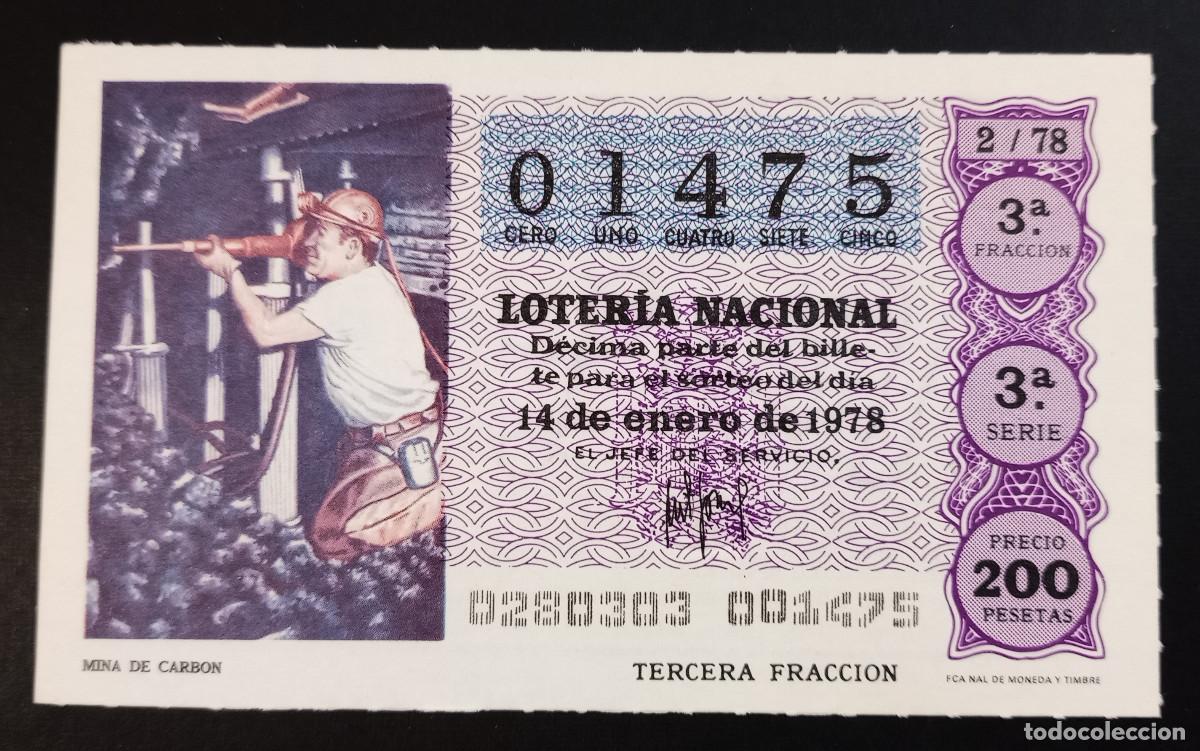Loter&iacute;a Nacional: D&Eacute;CIMO DE LOTERIA - 14-ENERO-1978 - MINA DE CARB&Oacute;N