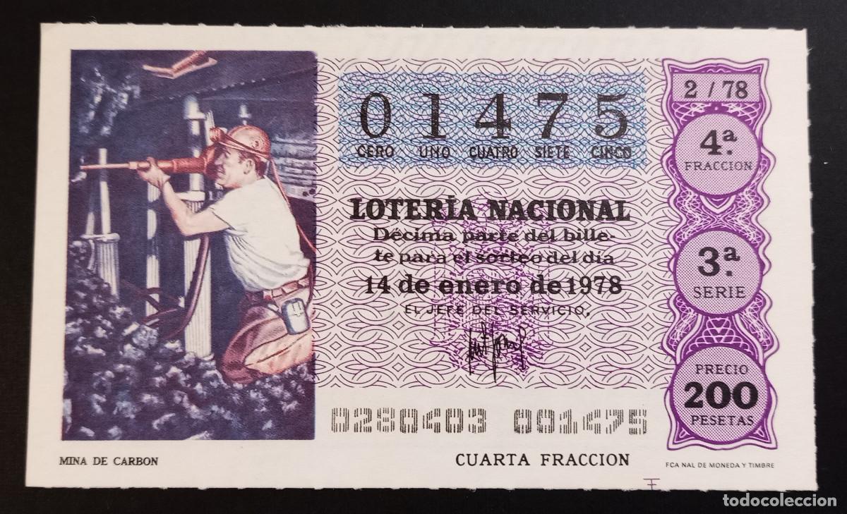 Loter&iacute;a Nacional: D&Eacute;CIMO DE LOTERIA - 14-ENERO-1978 - MINA DE CARB&Oacute;N
