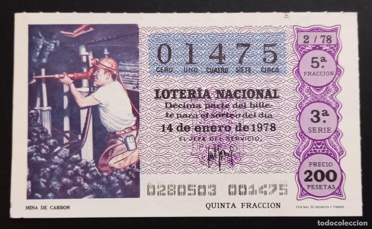 Loter&iacute;a Nacional: D&Eacute;CIMO DE LOTERIA - 14-ENERO-1978 - MINA DE CARB&Oacute;N
