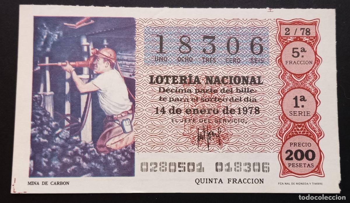 Loter&iacute;a Nacional: D&Eacute;CIMO DE LOTERIA - 14-ENERO-1978 - MINA DE CARB&Oacute;N