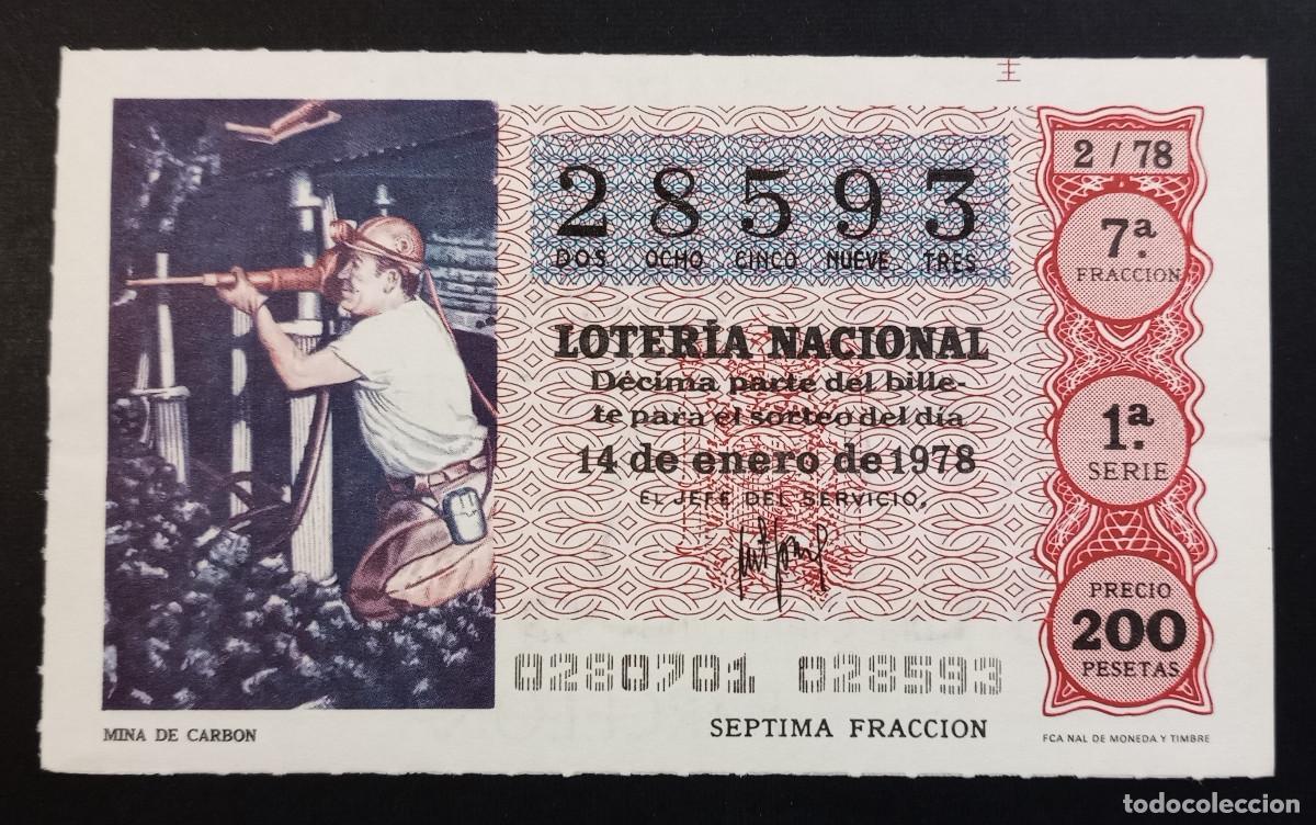 Loter&iacute;a Nacional: D&Eacute;CIMO DE LOTERIA - 14-ENERO-1978 - MINA DE CARB&Oacute;N