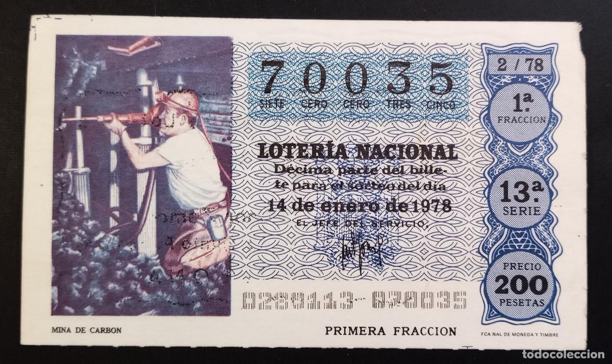 Loter&iacute;a Nacional: D&Eacute;CIMO DE LOTERIA - 14-ENERO-1978 - MINA DE CARB&Oacute;N