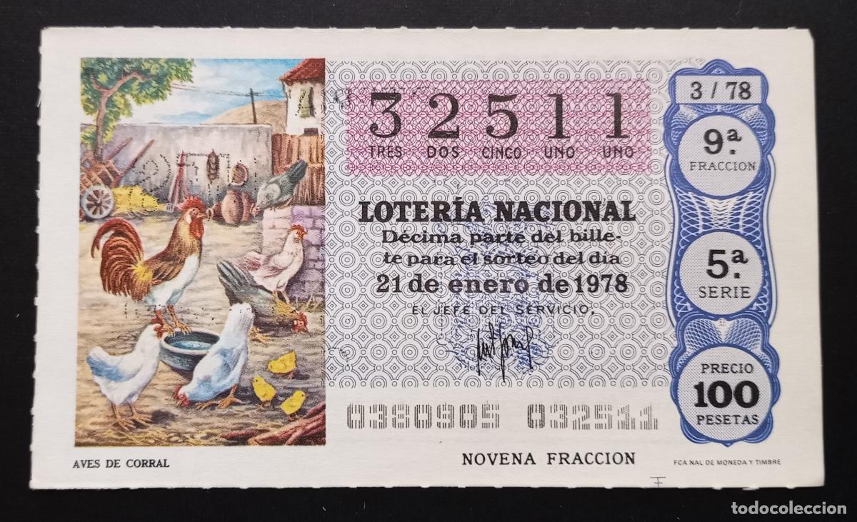 Loter&iacute;a Nacional: D&Eacute;CIMO DE LOTERIA - 21-ENERO-1978 - AVES DE CORRAL