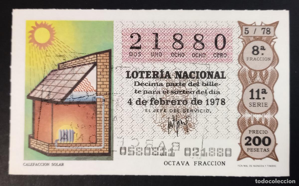 Loter&iacute;a Nacional: D&Eacute;CIMO DE LOTERIA - 4-FEBRERO-1978 - CALEFACCI&Oacute;N SOLAR