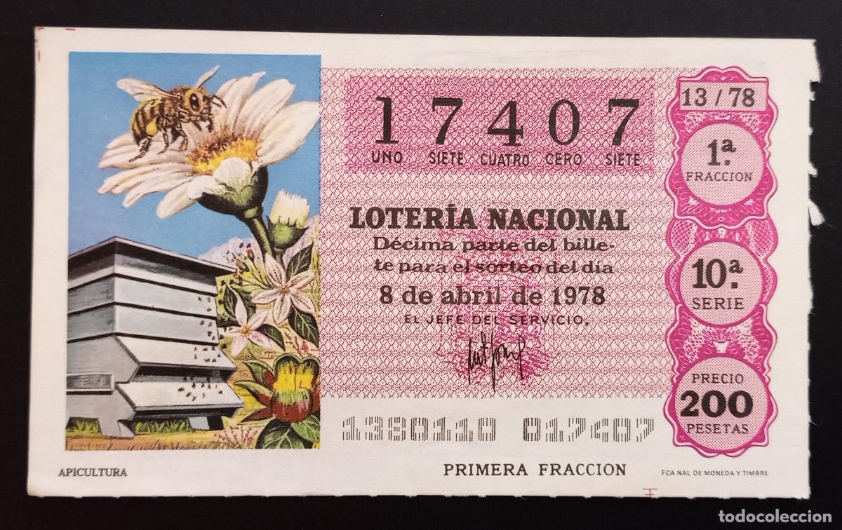 Loterie Nationale: D&Eacute;CIMO DE LOTERIA - 8-ABRIL-1978 - APICULTURA
