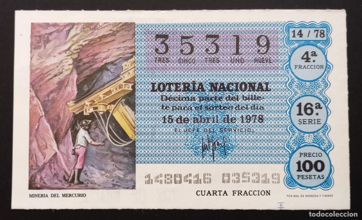 Loterie Nationale: D&Eacute;CIMO DE LOTERIA - 15-ABRIL-1978 - MINERIA DEL MERCURIO