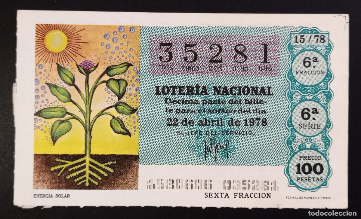 Loterie Nationale: D&Eacute;CIMO DE LOTERIA - 22-ABRIL-1978 - ENERGIA SOLAR