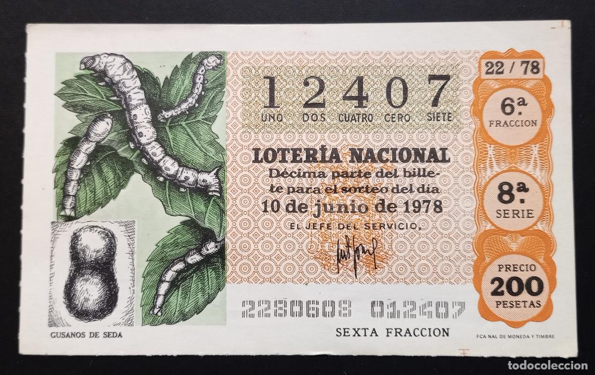 Loter&iacute;a Nacional: D&Eacute;CIMO DE LOTERIA - 10-JUNIO-1978 - GUSANOS DE SEDA