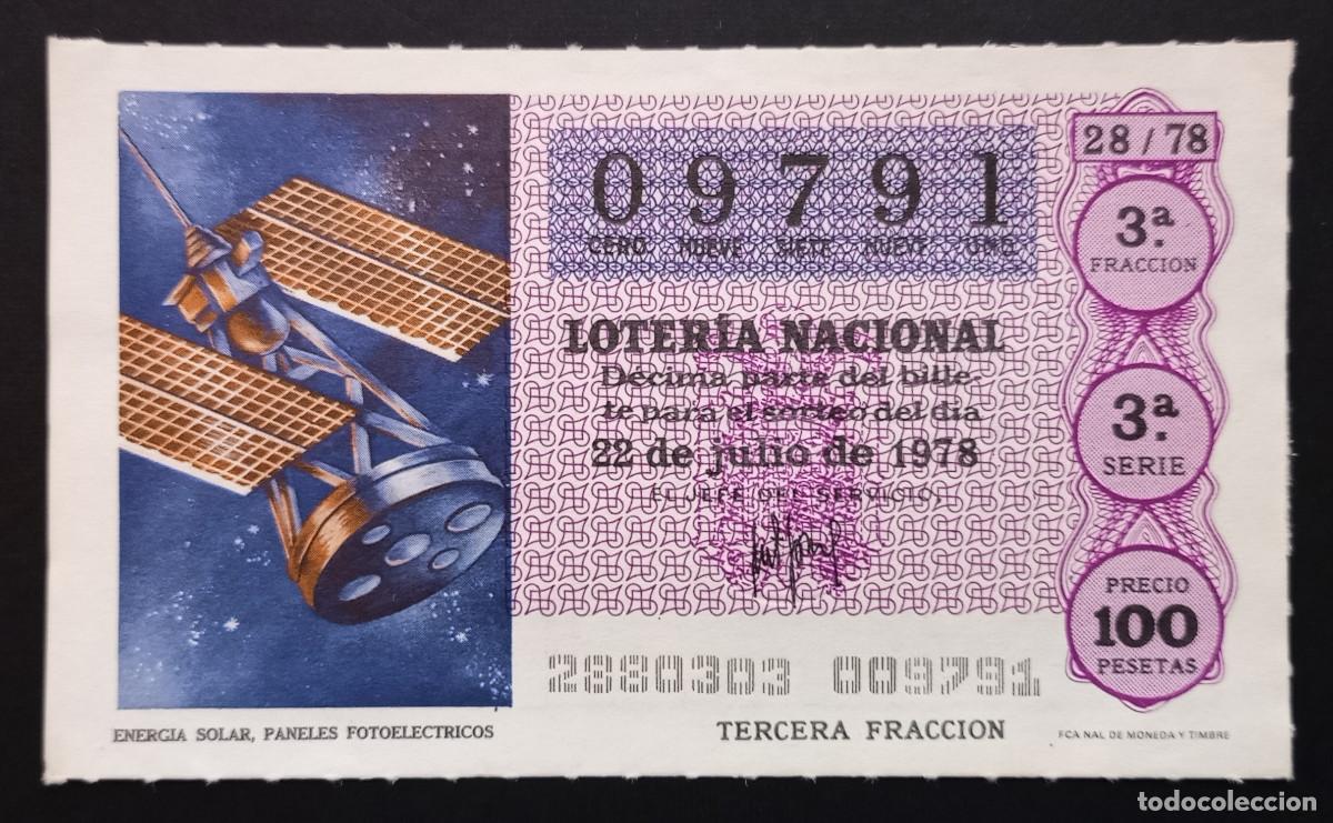 Loterie Nationale: D&Eacute;CIMO DE LOTERIA - 22-JULIO-1978 - ENERGIA SOLAR, PANELES FOTOEL&Eacute;CTRICOS