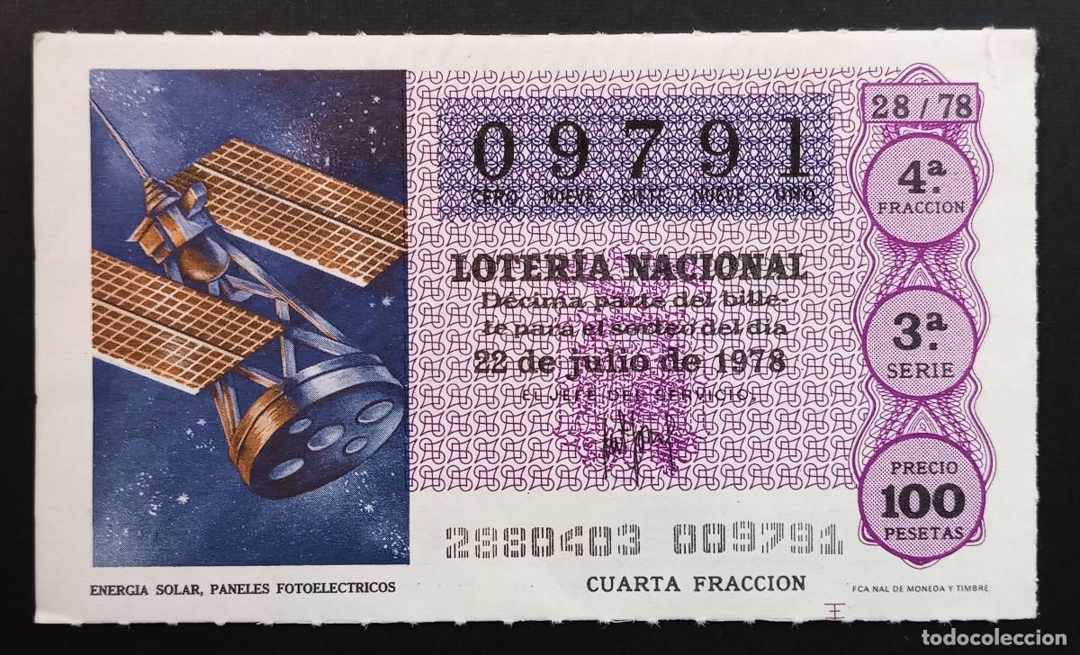Lotaria Nacional: D&Eacute;CIMO DE LOTERIA - 22-JULIO-1978 - ENERGIA SOLAR, PANELES FOTOEL&Eacute;CTRICOS