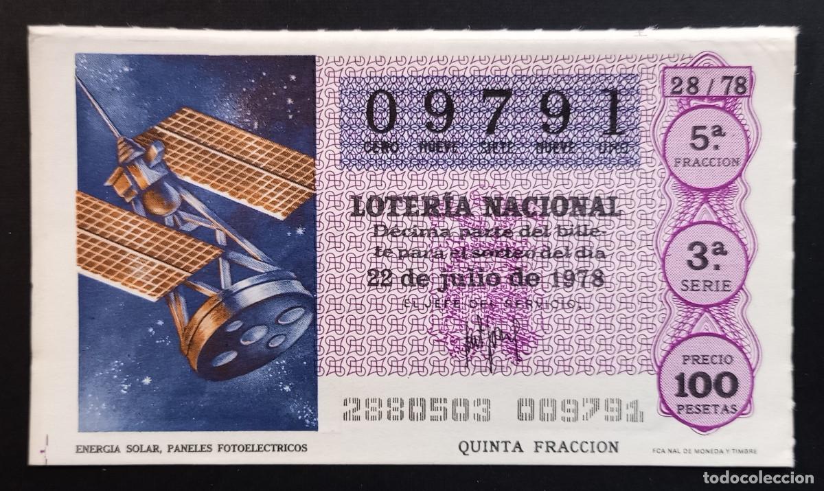 Lotaria Nacional: D&Eacute;CIMO DE LOTERIA - 22-JULIO-1978 - ENERGIA SOLAR, PANELES FOTOEL&Eacute;CTRICOS