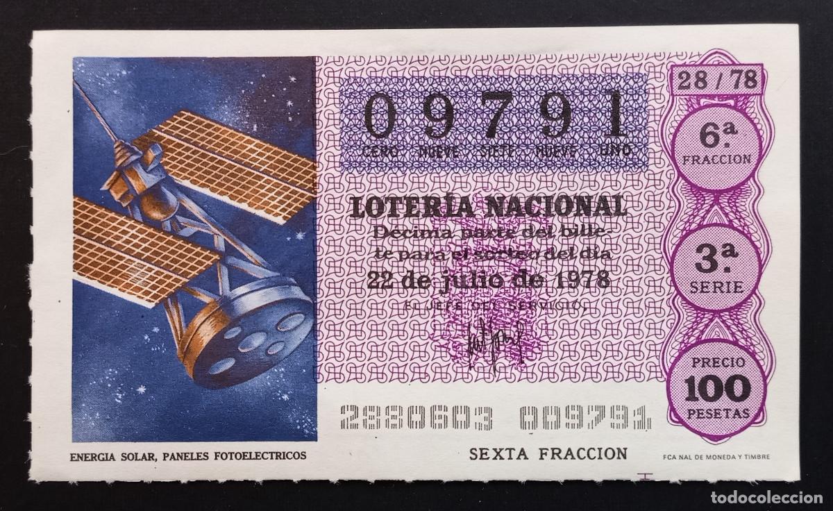 Loter&iacute;a Nacional: D&Eacute;CIMO DE LOTERIA - 22-JULIO-1978 - ENERGIA SOLAR, PANELES FOTOEL&Eacute;CTRICOS