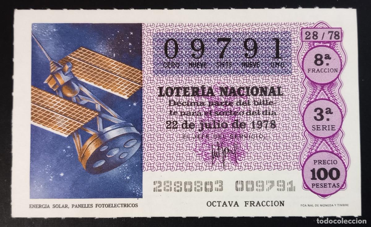 Loter&iacute;a Nacional: D&Eacute;CIMO DE LOTERIA - 22-JULIO-1978 - ENERGIA SOLAR, PANELES FOTOEL&Eacute;CTRICOS