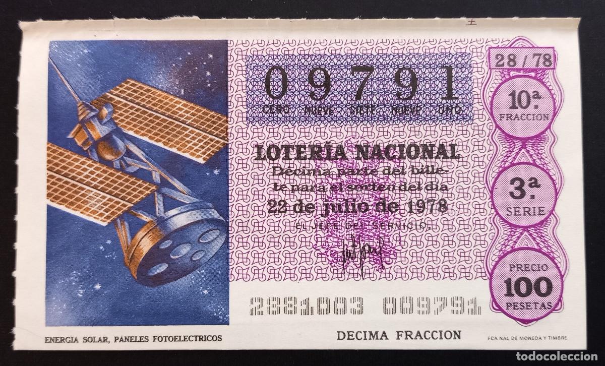 Loter&iacute;a Nacional: D&Eacute;CIMO DE LOTERIA - 22-JULIO-1978 - ENERGIA SOLAR, PANELES FOTOEL&Eacute;CTRICOS