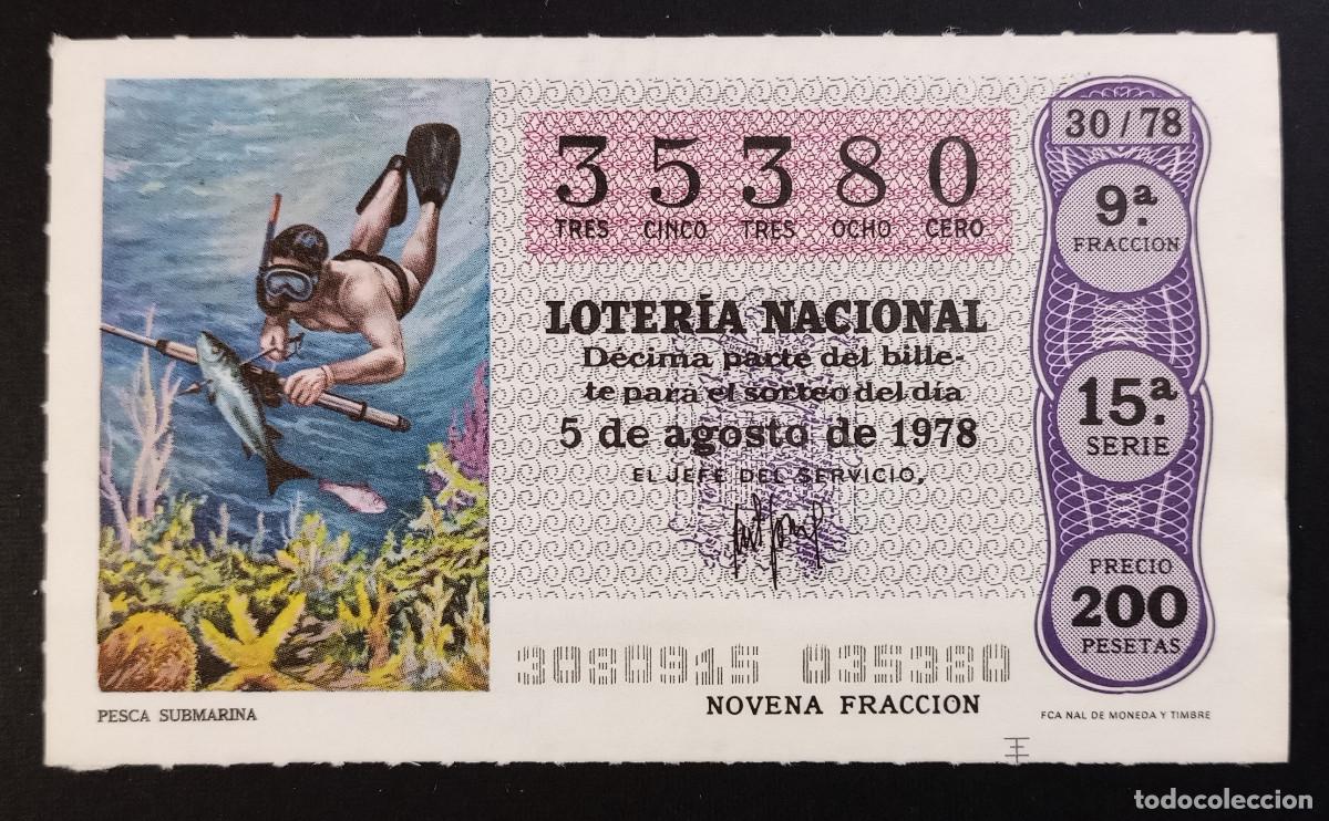 Loter&iacute;a Nacional: D&Eacute;CIMO DE LOTERIA - 5-AGOSTO-1978 - PESCA SUBMARINA
