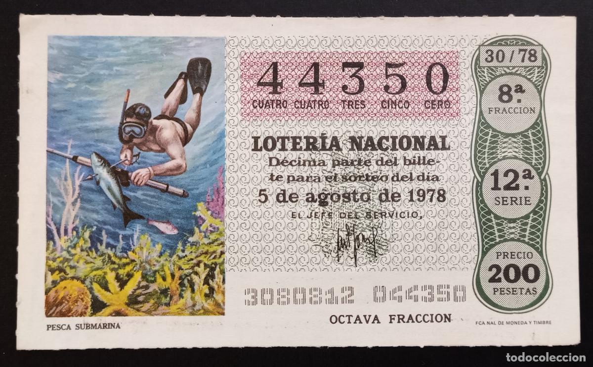 Loter&iacute;a Nacional: D&Eacute;CIMO DE LOTERIA - 5-AGOSTO-1978 - PESCA SUBMARINA