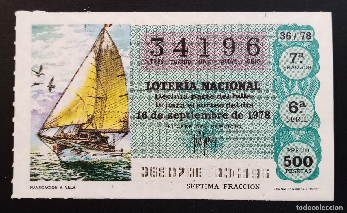 Loter&iacute;a Nacional: D&Eacute;CIMO DE LOTERIA - 16-SEPTIEMBRE-1978 - NAVEGACI&Oacute;N A VELA