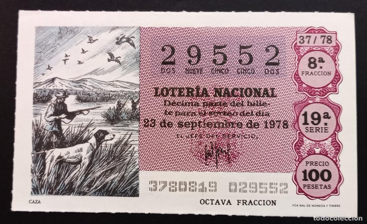 Loter&iacute;a Nacional: D&Eacute;CIMO DE LOTERIA - 23-SEPTIEMBRE-1978 - CAZA