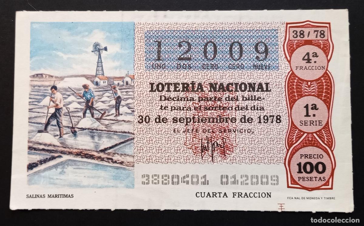 Loter&iacute;a Nacional: D&Eacute;CIMO DE LOTERIA - 30-SEPTIEMBRE-1978 - SALINAS MAR&Iacute;TIMAS