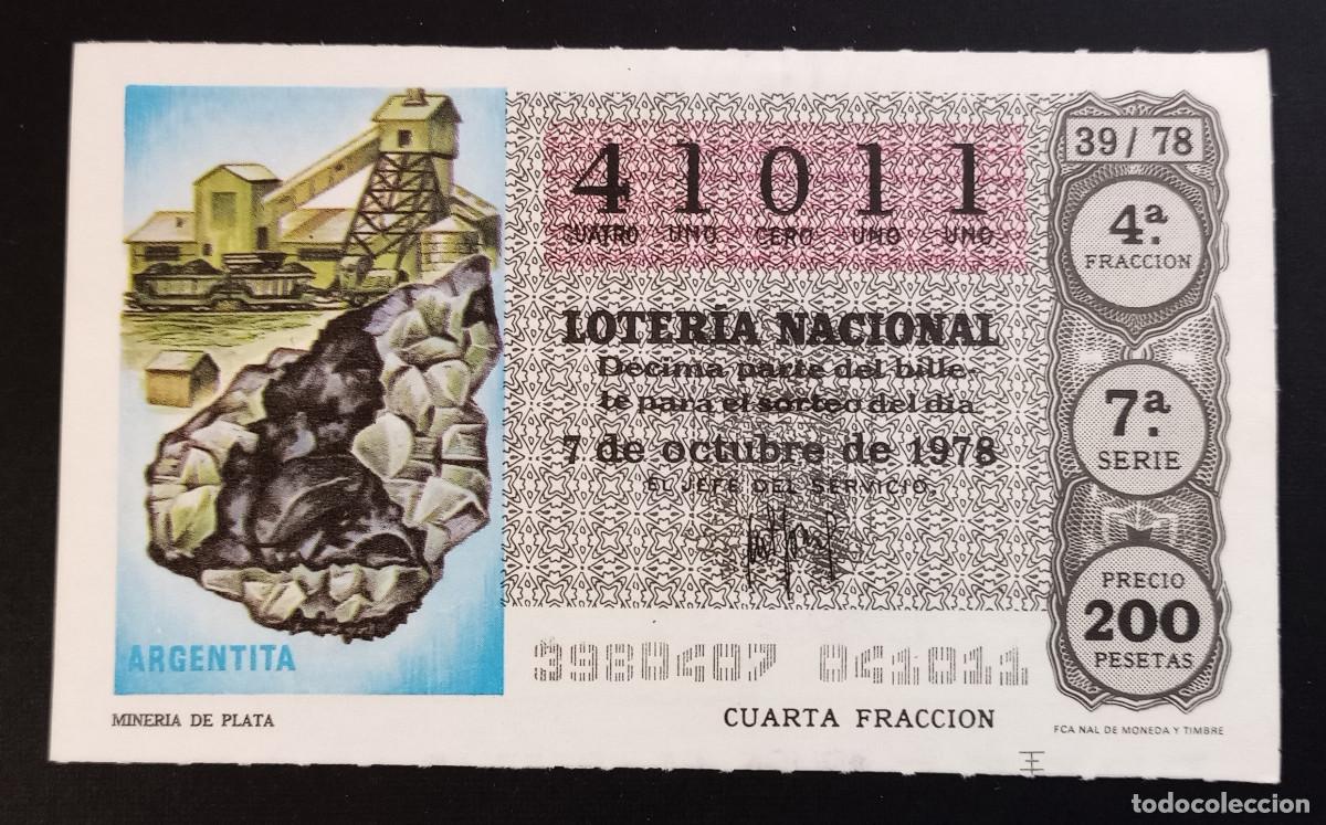 Loter&iacute;a Nacional: D&Eacute;CIMO DE LOTERIA - 7-OCTUBRE-1978 - MINERIA DE PLATA