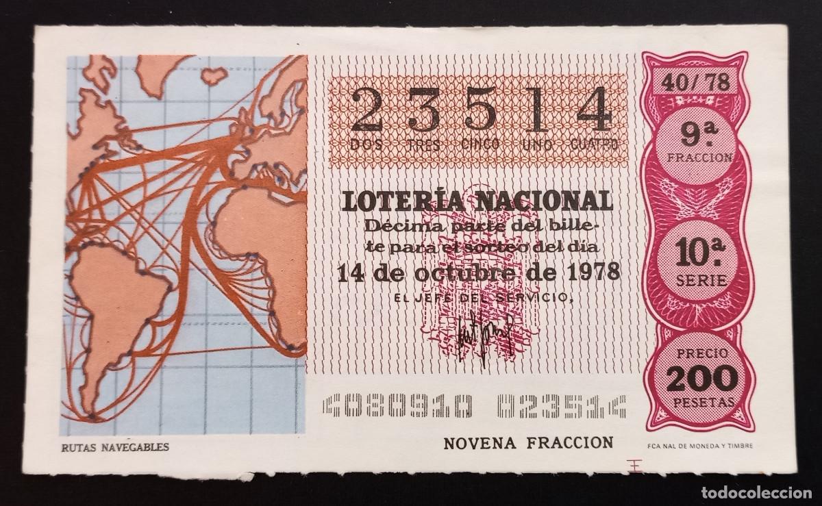Loter&iacute;a Nacional: D&Eacute;CIMO DE LOTERIA - 14-OCTUBRE-1978 - RUTAS NAVEGABLES