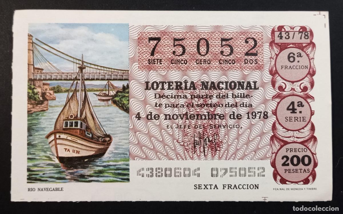 Loter&iacute;a Nacional: D&Eacute;CIMO DE LOTERIA - 4-NOVIEMBRE-1978 - RIO NAVEGABLE