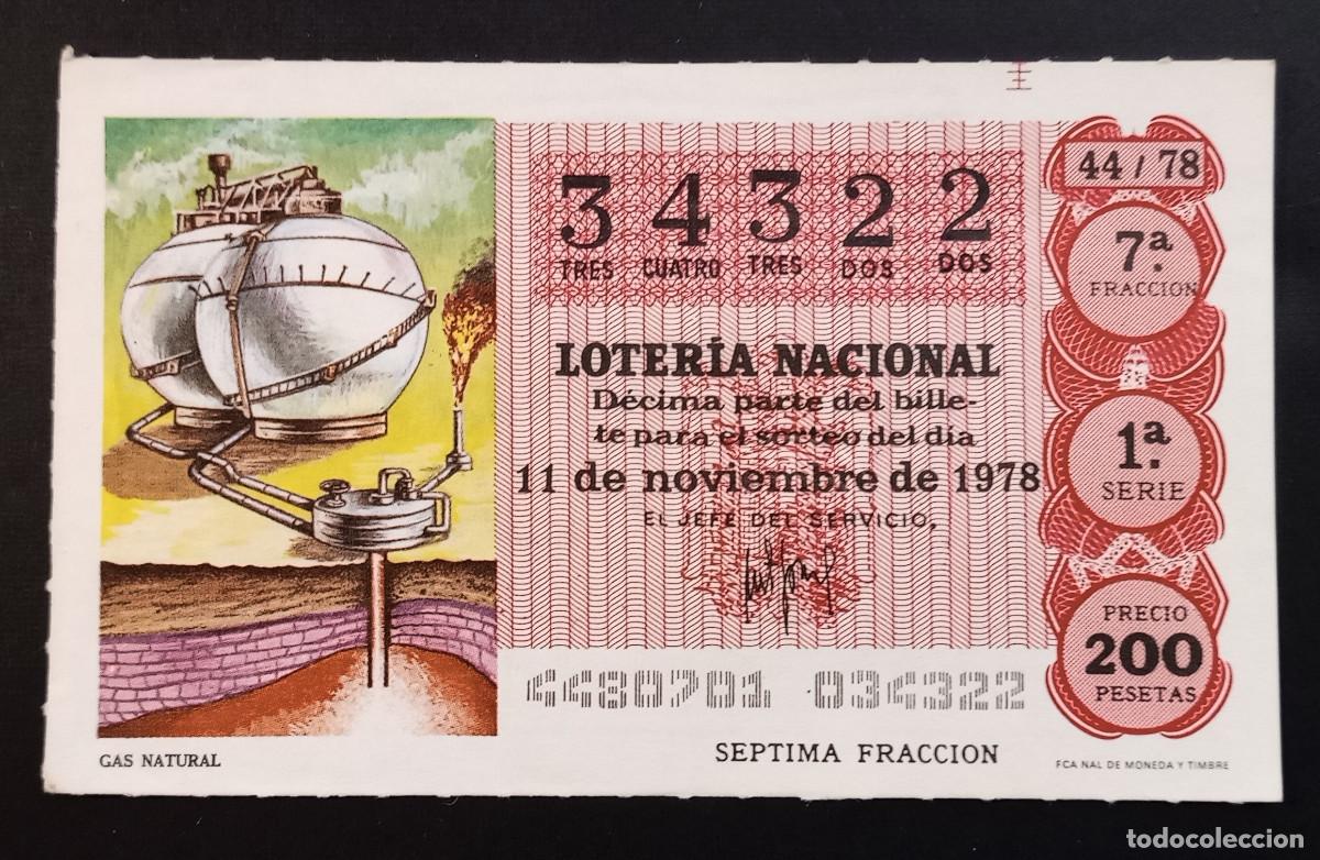 Loter&iacute;a Nacional: D&Eacute;CIMO DE LOTERIA - 11-NOVIEMBRE-1978 - GAS NATURAL