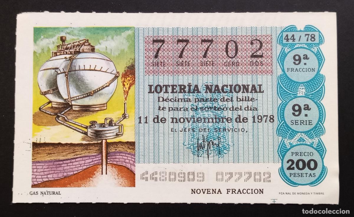 Loter&iacute;a Nacional: D&Eacute;CIMO DE LOTERIA - 11-NOVIEMBRE-1978 - GAS NATURAL