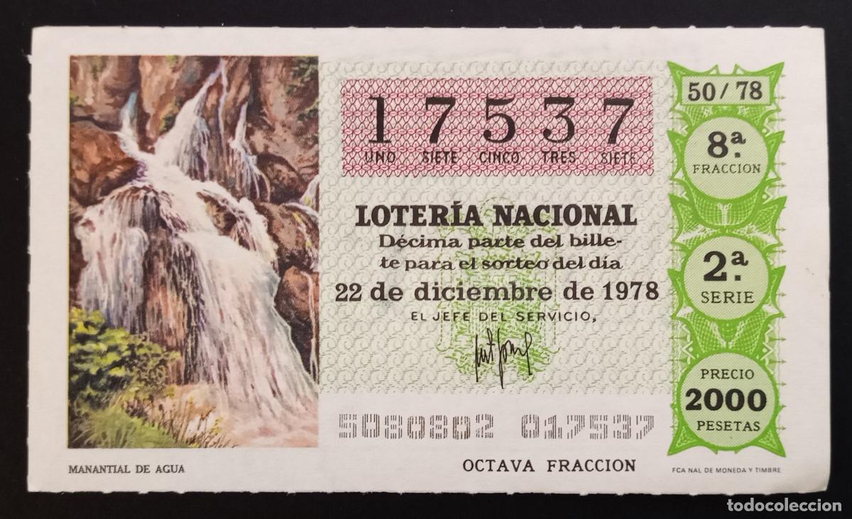 Loter&iacute;a Nacional: D&Eacute;CIMO DE LOTERIA - 22-DICIEMBRE-1978 - MANANTIAL DE AGUA