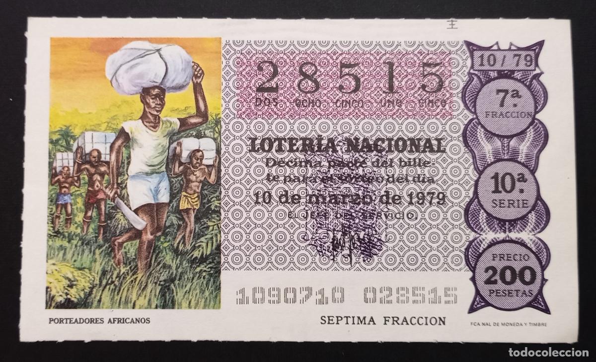 Loter&iacute;a Nacional: D&Eacute;CIMO DE LOTERIA - 10-MARZO-1979 - PORTEADORES AFRICANOS
