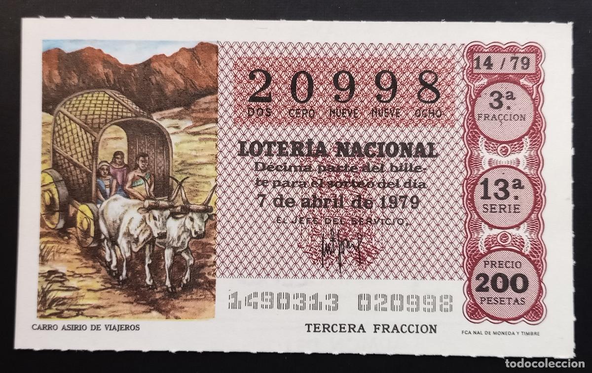 Loter&iacute;a Nacional: D&Eacute;CIMO DE LOTERIA - 7-ABRIL-1979 - CARRO ASIRIO DE VIAJEROS