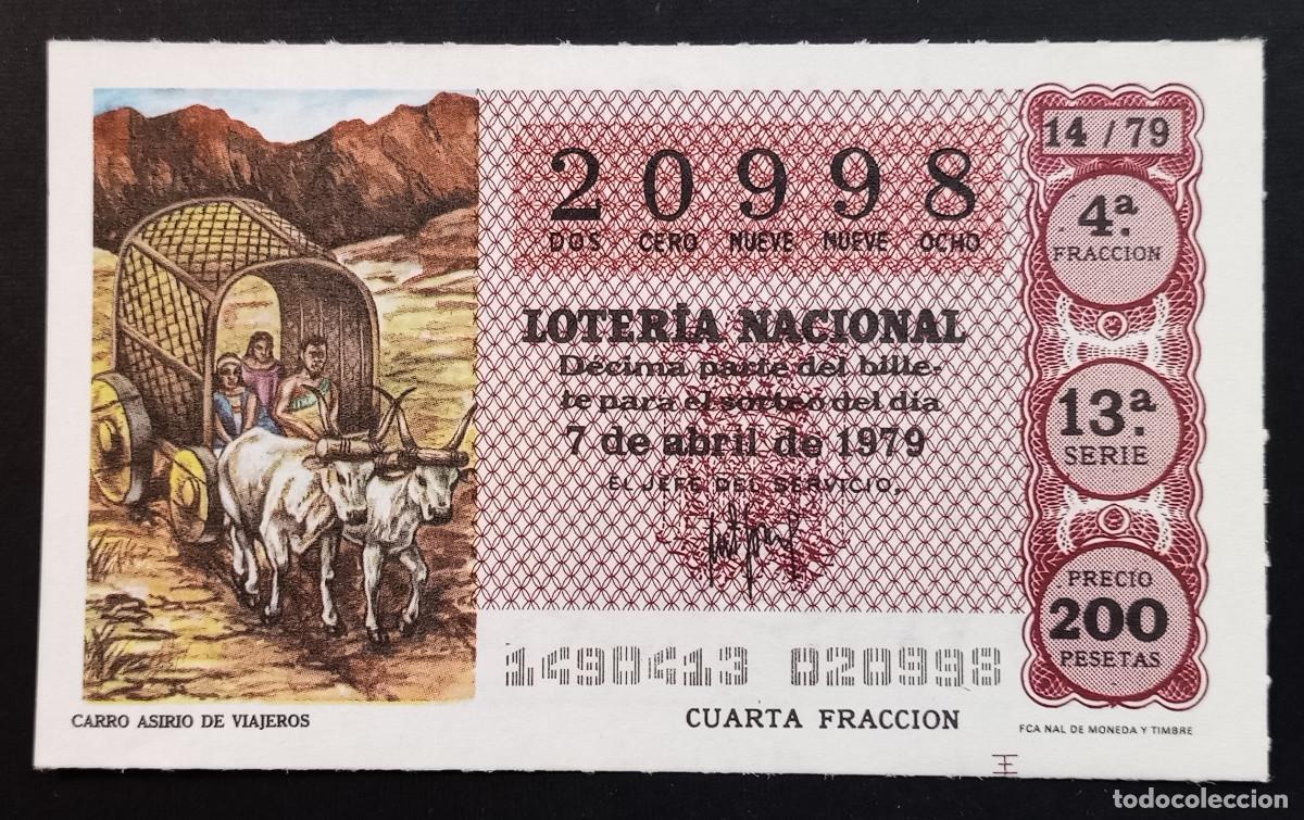 Loter&iacute;a Nacional: D&Eacute;CIMO DE LOTERIA - 7-ABRIL-1979 - CARRO ASIRIO DE VIAJEROS