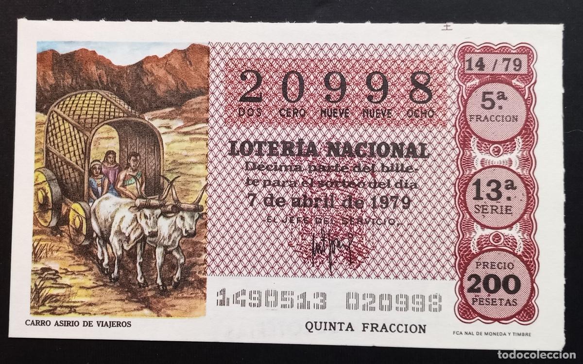 Loter&iacute;a Nacional: D&Eacute;CIMO DE LOTERIA - 7-ABRIL-1979 - CARRO ASIRIO DE VIAJEROS