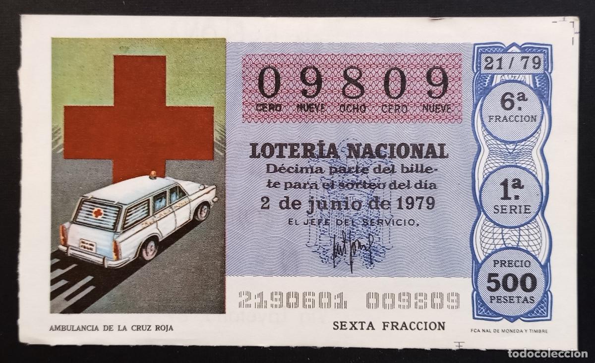 Loter&iacute;a Nacional: D&Eacute;CIMO DE LOTERIA - 2-JUNIO-1979 - AMBULANCIA DE LA CRUZ ROJA