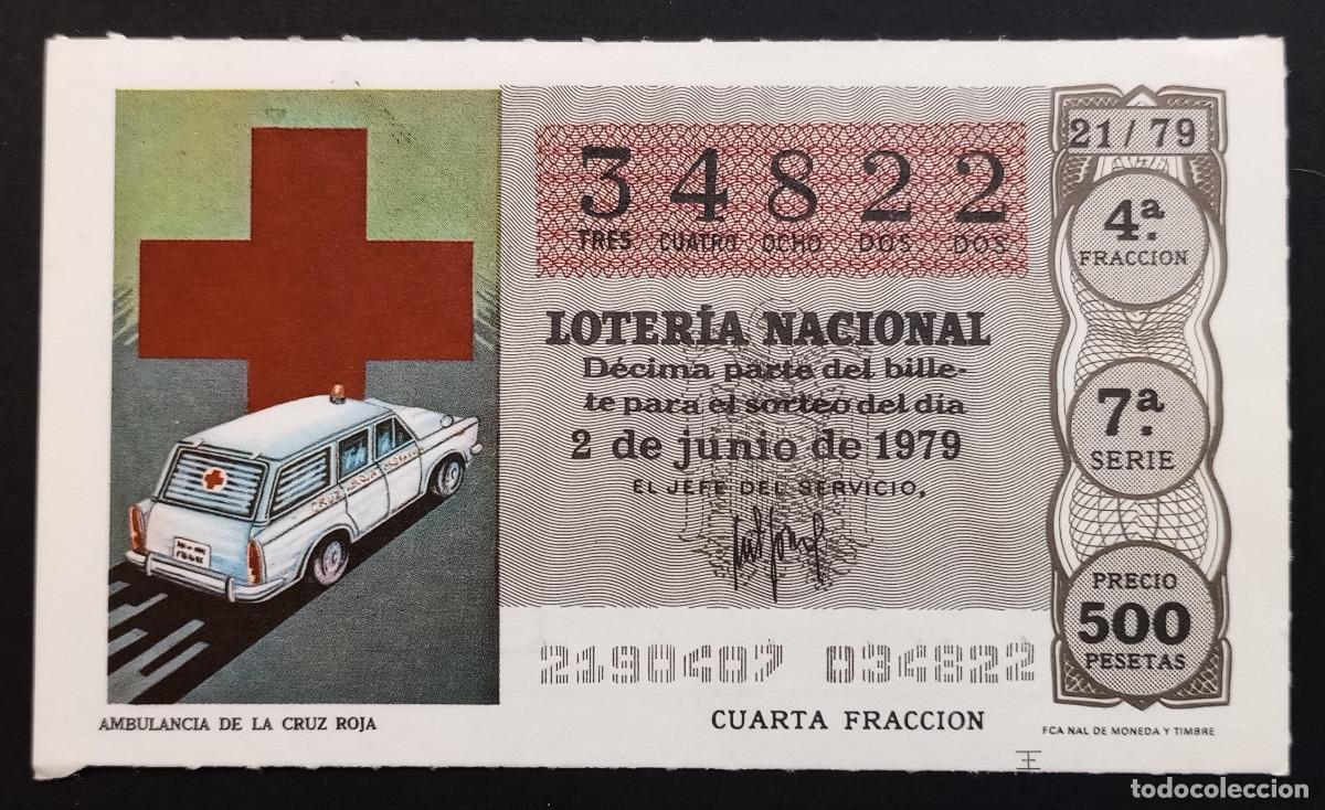Loter&iacute;a Nacional: D&Eacute;CIMO DE LOTERIA - 2-JUNIO-1979 - AMBULANCIA DE LA CRUZ ROJA