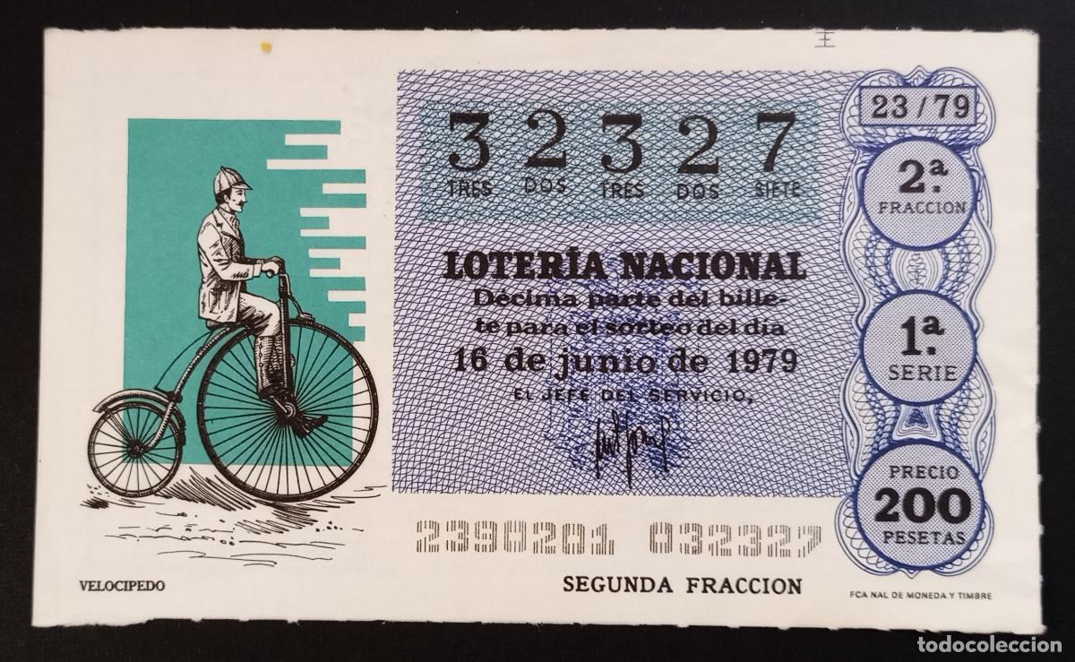 Loter&iacute;a Nacional: D&Eacute;CIMO DE LOTERIA - 16-JUNIO-1979 - VELOCIPEDO