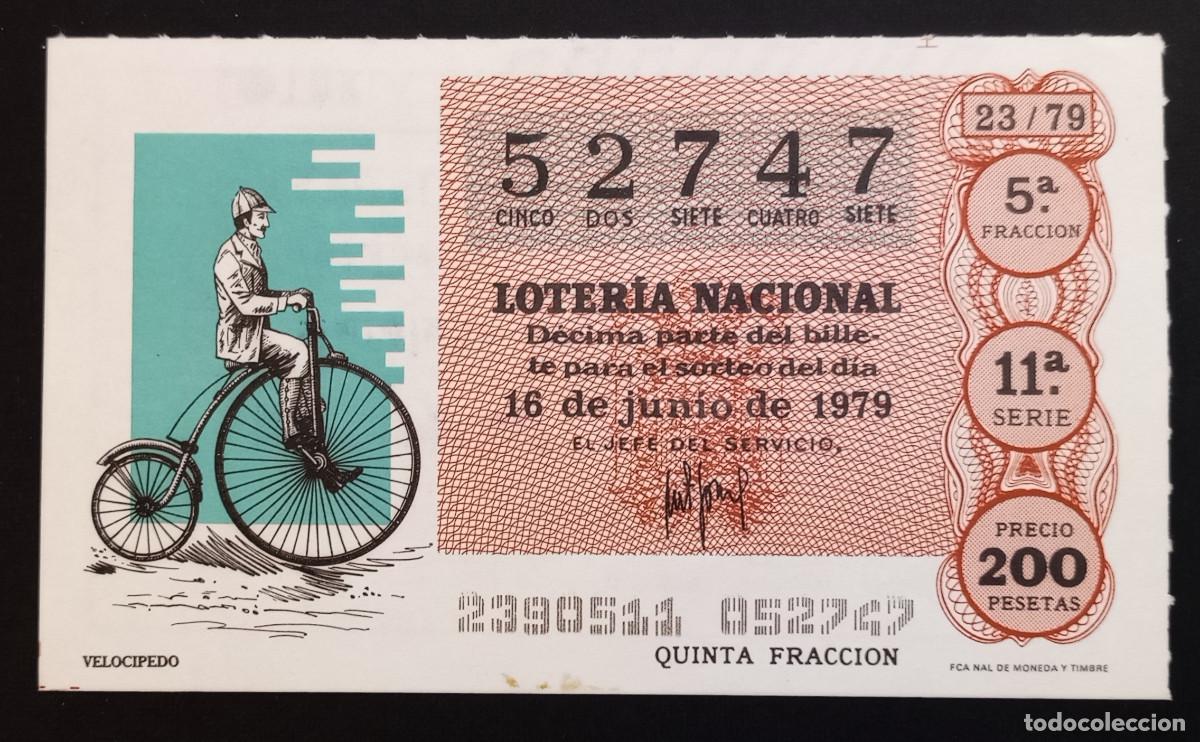 Loter&iacute;a Nacional: D&Eacute;CIMO DE LOTERIA - 16-JUNIO-1979 - VELOCIPEDO