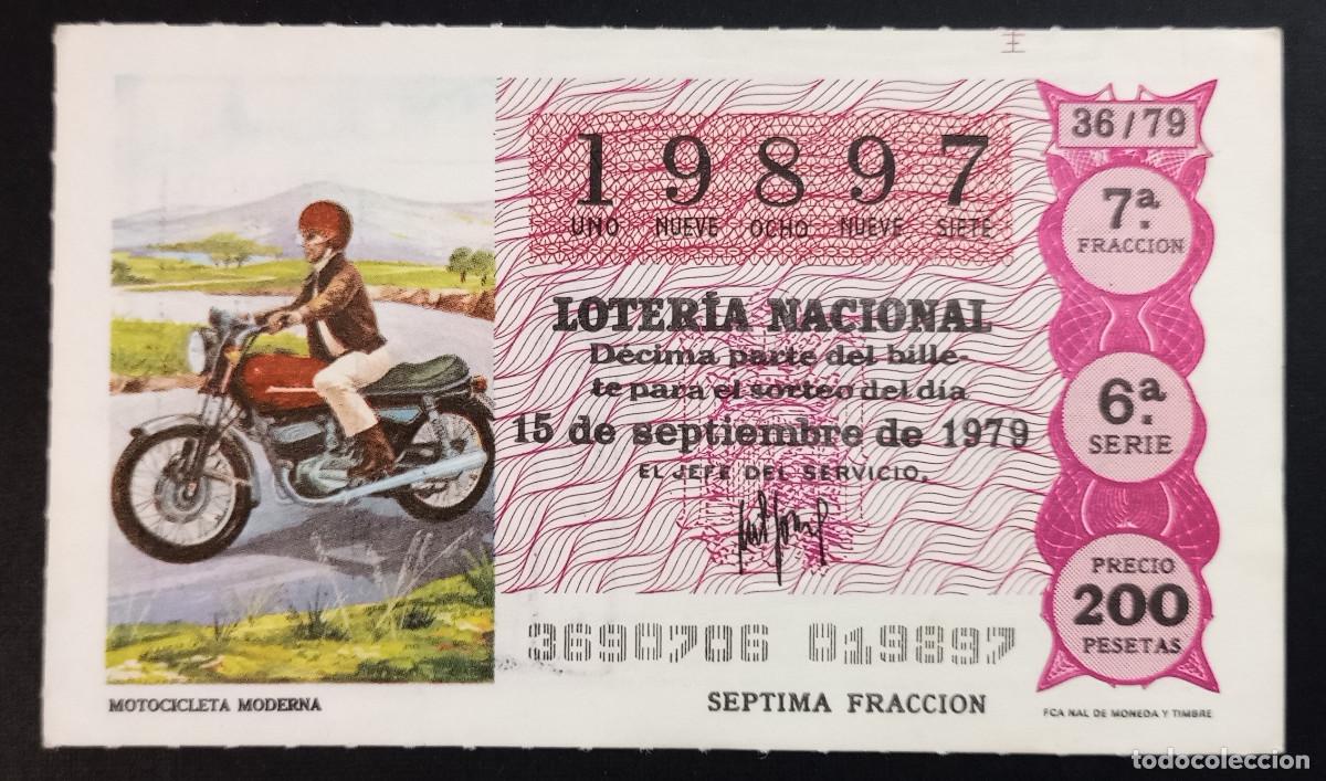 Loterie Nationale: D&Eacute;CIMO DE LOTERIA - 15-SEPTIEMBRE-1979 - MOTOCICLETA MODERNA