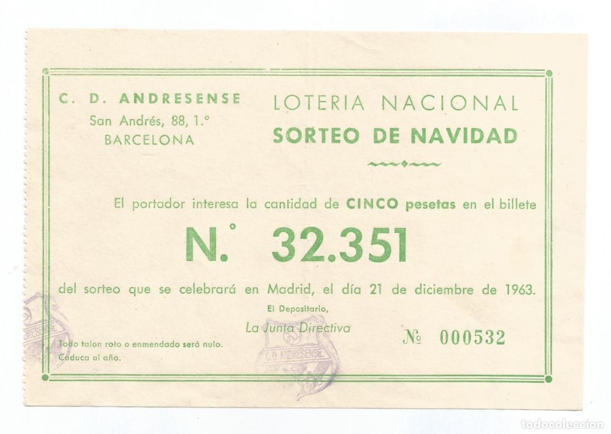 Loter&iacute;a Nacional: PARTICIPACI&Oacute;N PARA SORTEO DE NAVIDAD - 1963 - C.D. ANDRESENSE