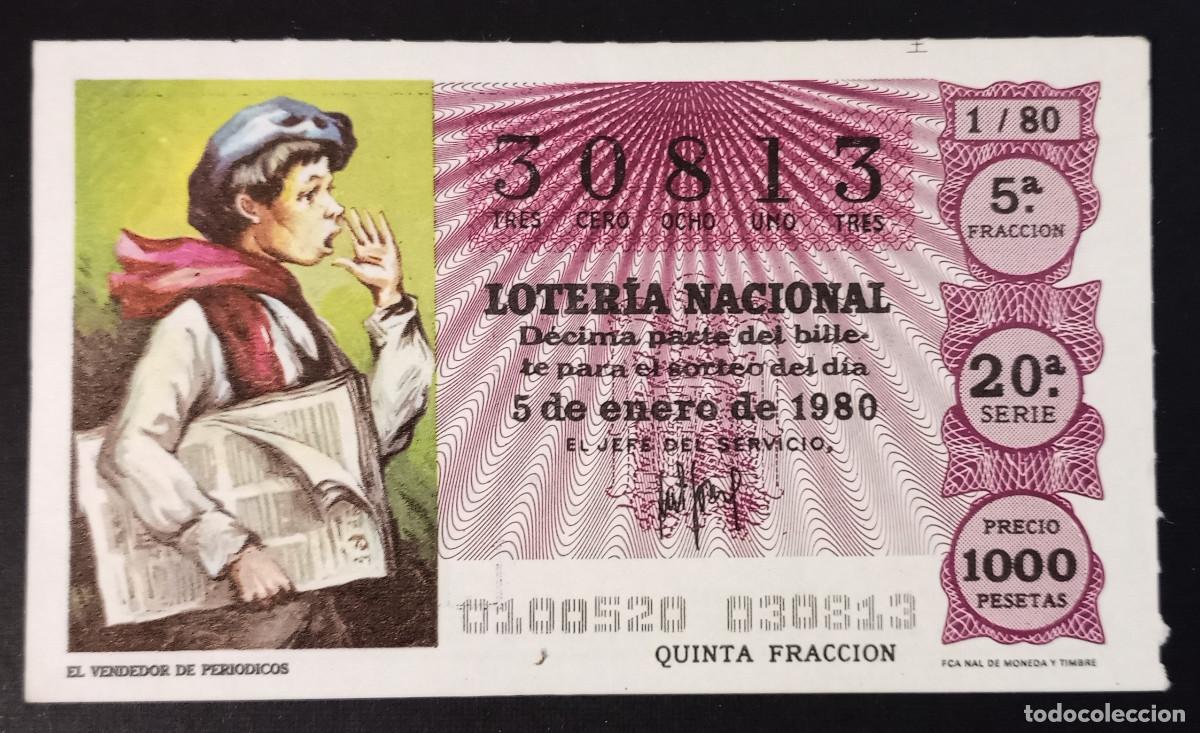 Loter&iacute;a Nacional: D&Eacute;CIMO DE LOTERIA - 5-ENERO-1980 - EL VENDEDOR DE PERI&Oacute;DICOS