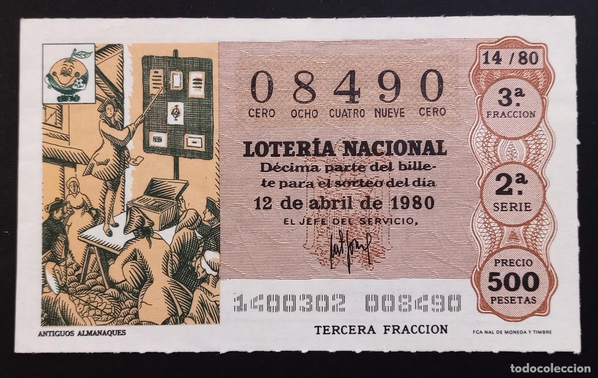 Loter&iacute;a Nacional: D&Eacute;CIMO DE LOTERIA - 12-ABRIL-1980 - ANTIGUOS ALMANAQUES