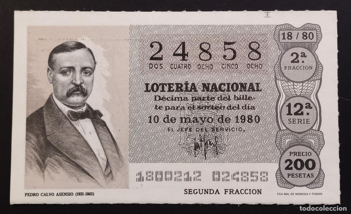 Loter&iacute;a Nacional: D&Eacute;CIMO DE LOTERIA - 10-MAYO-1980 - PEDRO CALVO ASENSIO