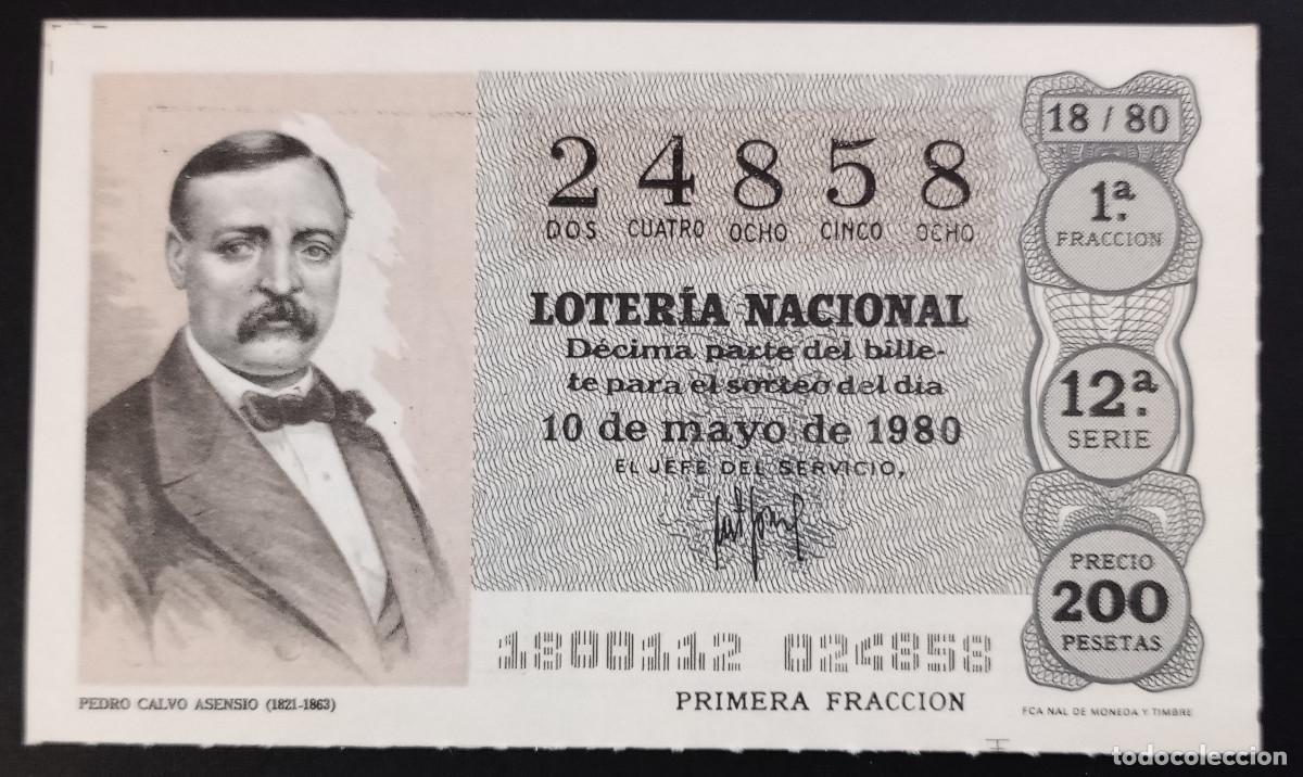 Loter&iacute;a Nacional: D&Eacute;CIMO DE LOTERIA - 10-MAYO-1980 - PEDRO CALVO ASENSIO